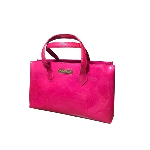 LOUIS VUITTON Rose Pop Vernis LV Monogram Leather Wishire PM Bag Auth RARE Ex+++ - Picture 2 of 16